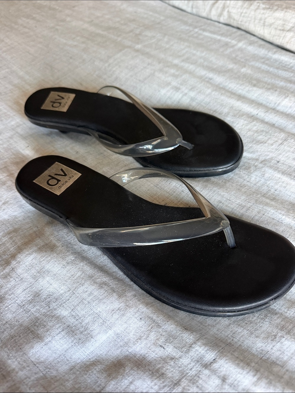 DV by Dolce Vita Black kitten Sandals with Clear Straps - size 8